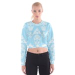 Blue Victorian Skulls Cropped Sweatshirt