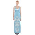 Blue Victorian Skulls Maxi Thigh Split Dress