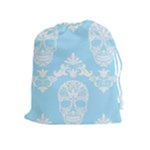 Blue Victorian Skulls Drawstring Pouch (XL)