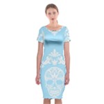 Blue Victorian Skulls Classic Short Sleeve Midi Dress