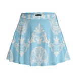 Blue Victorian Skulls Mini Flare Skirt