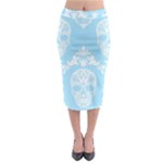 Blue Victorian Skulls Midi Pencil Skirt