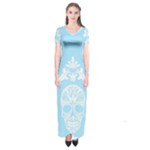 Blue Victorian Skulls Short Sleeve Maxi Dress