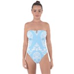 Blue Victorian Skulls Tie Back One Piece Swimsuit