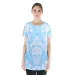 Blue Victorian Skulls Skirt Hem Sports Top