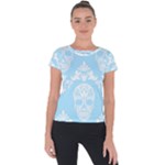 Blue Victorian Skulls Short Sleeve Sports Top 