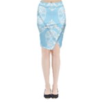 Blue Victorian Skulls Midi Wrap Pencil Skirt