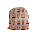 Gingham Chicken Waffles Drawstring Pouch (Large)