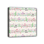 Rainbow Music Notes Mini Canvas 4  x 4  (Stretched)