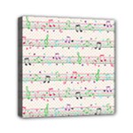 Rainbow Music Notes Mini Canvas 6  x 6  (Stretched)