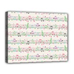 Rainbow Music Notes Canvas 14  x 11  (Stretched)