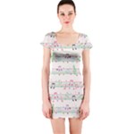 Rainbow Music Notes Short Sleeve Bodycon Dress