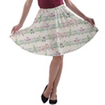 Rainbow Music Notes A-line Skater Skirt