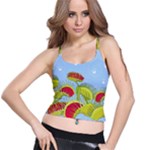 Blue Fly Trap Spaghetti Strap Bra Top