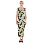 yellow bats Fitted Maxi Dress