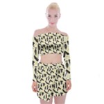 yellow bats Off Shoulder Top with Mini Skirt Set