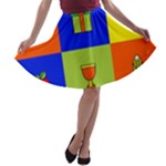 Kwanzaa Colorblock A-line Skater Skirt