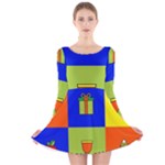 Kwanzaa Colorblock Long Sleeve Velvet Skater Dress