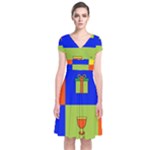 Kwanzaa Colorblock Short Sleeve Front Wrap Dress