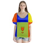 Kwanzaa Colorblock V-Neck Flutter Sleeve Top