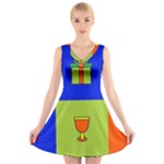 Kwanzaa Colorblock V-Neck Sleeveless Dress