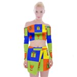 Kwanzaa Colorblock Off Shoulder Top with Mini Skirt Set