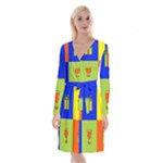 Kwanzaa Colorblock Long Sleeve Velvet Front Wrap Dress