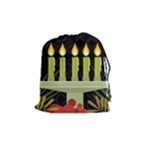 black Happy Kwanzaa  Drawstring Pouch (Medium)