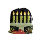 black Happy Kwanzaa  Drawstring Pouch (Large)