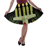 black Happy Kwanzaa  A-line Skater Skirt