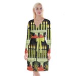 black Happy Kwanzaa  Long Sleeve Velvet Front Wrap Dress