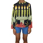 black Happy Kwanzaa  Kids  Long Sleeve Swimwear