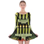 black Happy Kwanzaa  Long Sleeve Skater Dress