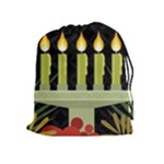 black Happy Kwanzaa  Drawstring Pouch (XL)