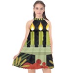 black Happy Kwanzaa  Halter Neckline Chiffon Dress 