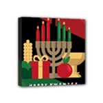 diagonal stripe Happy Kwanzaa Mini Canvas 4  x 4  (Stretched)