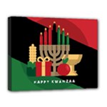 diagonal stripe Happy Kwanzaa Canvas 14  x 11  (Stretched)