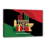 diagonal stripe Happy Kwanzaa Canvas 18  x 12  (Stretched)