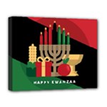 diagonal stripe Happy Kwanzaa Deluxe Canvas 20  x 16  (Stretched)