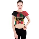 diagonal stripe Happy Kwanzaa Crew Neck Crop Top