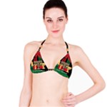 diagonal stripe Happy Kwanzaa Bikini Top