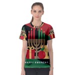 diagonal stripe Happy Kwanzaa Women s Sport Mesh Tee