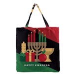 diagonal stripe Happy Kwanzaa Grocery Tote Bag