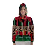 diagonal stripe Happy Kwanzaa Hooded Wind Breaker (Women)