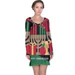 diagonal stripe Happy Kwanzaa Long Sleeve Nightdress