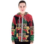 diagonal stripe Happy Kwanzaa Women s Zipper Hoodie