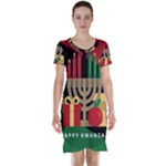 diagonal stripe Happy Kwanzaa Short Sleeve Nightdress