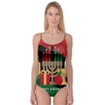 diagonal stripe Happy Kwanzaa Camisole Leotard 