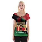 diagonal stripe Happy Kwanzaa Cap Sleeve Top