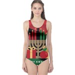 diagonal stripe Happy Kwanzaa One Piece Swimsuit